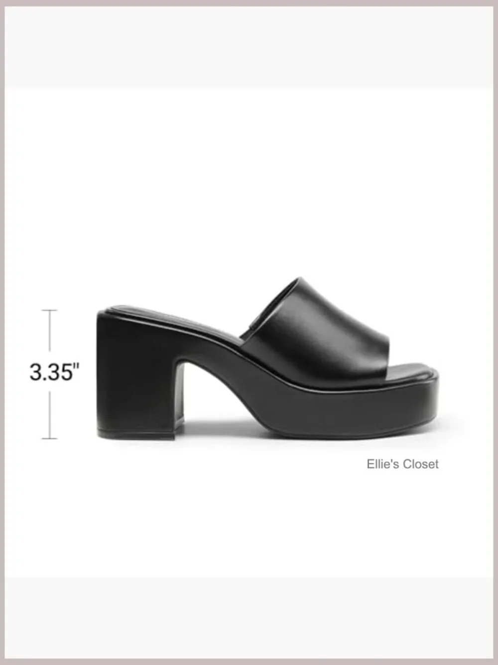 Chunky Platform Heels Square Open Toe Slip On Block Heel Sandals Faux Leather